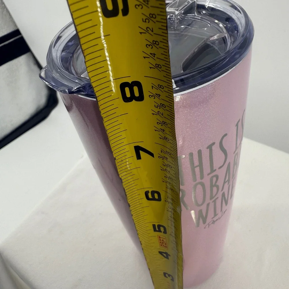 Paper Lea This Is Probably Wine Tumbler Glitter Pink Travel Mug Lid Insulated‎